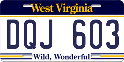 WV license plate DQJ603