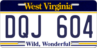 WV license plate DQJ604