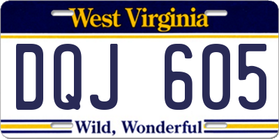 WV license plate DQJ605