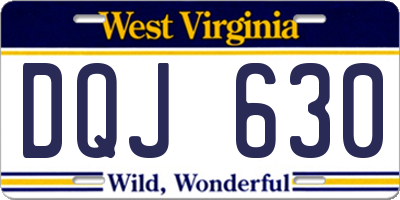 WV license plate DQJ630