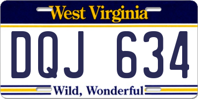 WV license plate DQJ634