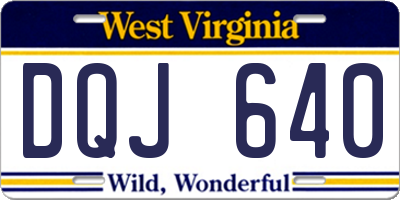 WV license plate DQJ640