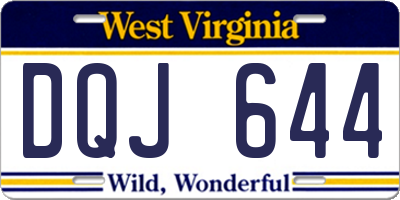 WV license plate DQJ644