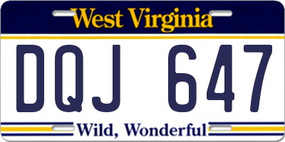 WV license plate DQJ647