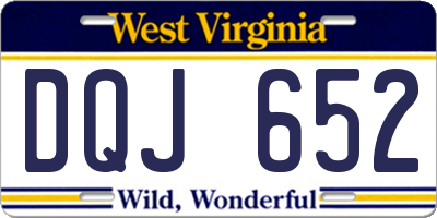 WV license plate DQJ652