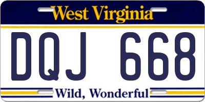 WV license plate DQJ668