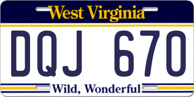 WV license plate DQJ670