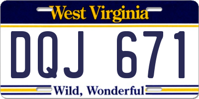 WV license plate DQJ671