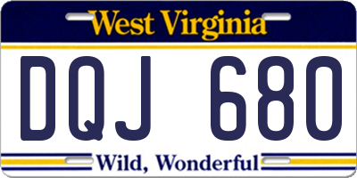 WV license plate DQJ680
