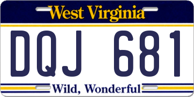 WV license plate DQJ681