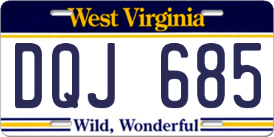 WV license plate DQJ685