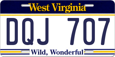 WV license plate DQJ707