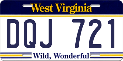 WV license plate DQJ721