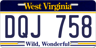 WV license plate DQJ758