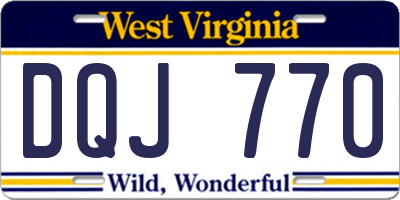 WV license plate DQJ770