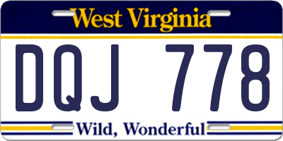 WV license plate DQJ778
