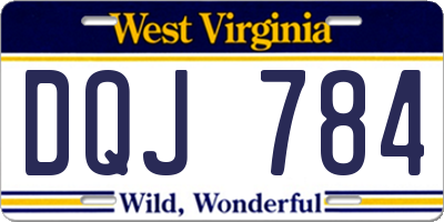 WV license plate DQJ784