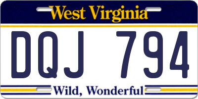 WV license plate DQJ794