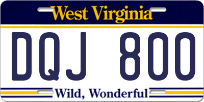 WV license plate DQJ800
