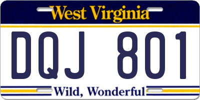 WV license plate DQJ801