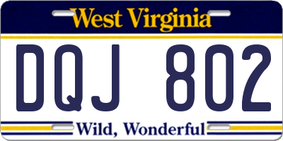 WV license plate DQJ802