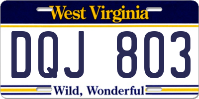 WV license plate DQJ803