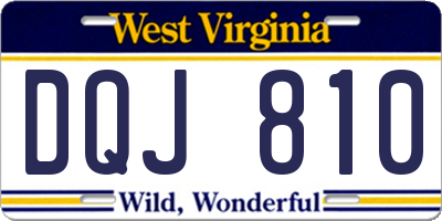 WV license plate DQJ810