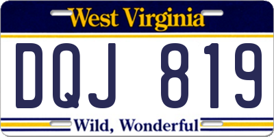 WV license plate DQJ819