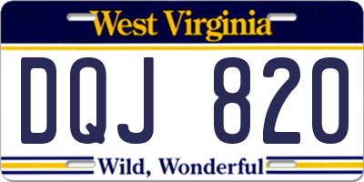 WV license plate DQJ820
