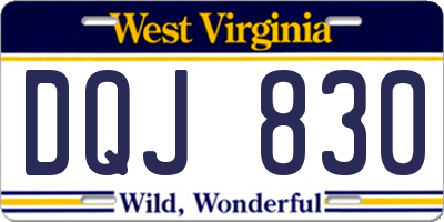 WV license plate DQJ830