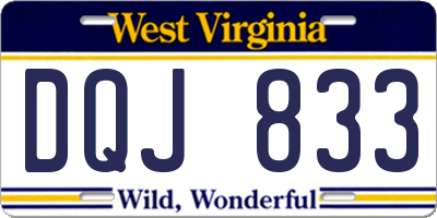 WV license plate DQJ833