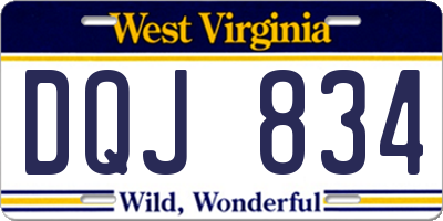 WV license plate DQJ834