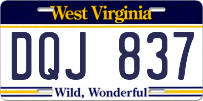 WV license plate DQJ837