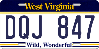 WV license plate DQJ847