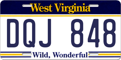 WV license plate DQJ848