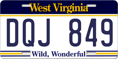 WV license plate DQJ849