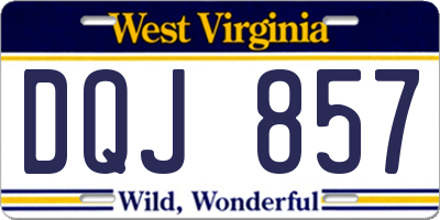 WV license plate DQJ857