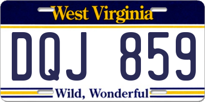 WV license plate DQJ859