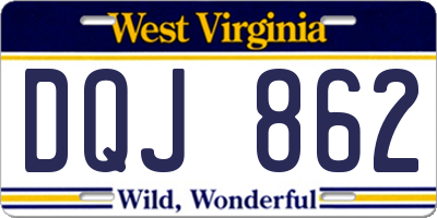 WV license plate DQJ862