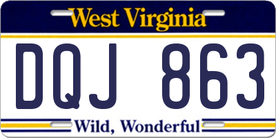 WV license plate DQJ863