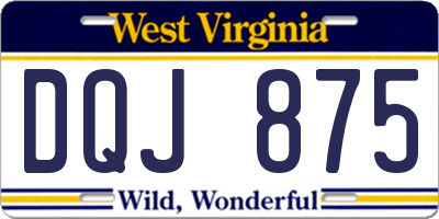 WV license plate DQJ875