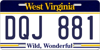 WV license plate DQJ881