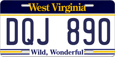 WV license plate DQJ890