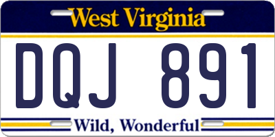 WV license plate DQJ891