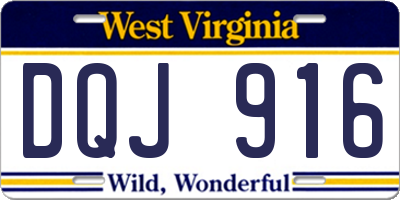 WV license plate DQJ916