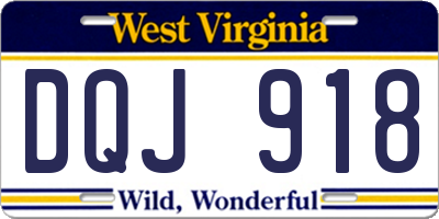 WV license plate DQJ918