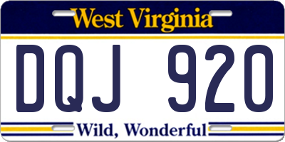 WV license plate DQJ920