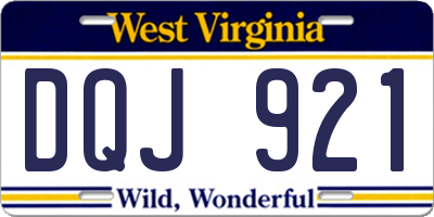 WV license plate DQJ921
