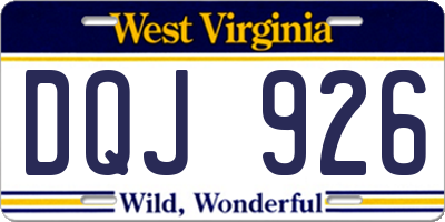 WV license plate DQJ926