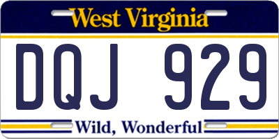 WV license plate DQJ929